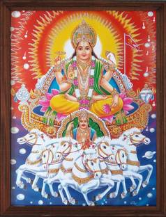 SAI BALAJI ACRALICS Surya Dev Painting Digital Reprint 14 inch x 10 inch Painting
