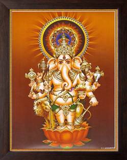 SAI BALAJI ACRALICS Drishti Ganesha/Ganapathi wall hanging Painting Digital Reprint 14 inch x 10 inch Painting