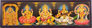 SAI BALAJI ACRALICS Five Hindu god and goddess Painting Digital Reprint 10 inch x 14 inch Painting