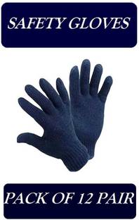 TECHOMANIA Cotton Knitted Hand Gloves 12 pair Navy Blue safety hand gloves Kevlar  Safety Gloves