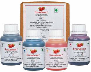 M S BAKESHOP Strawberry Bake Printer Inks Compatible with Edible Printers, Available in 4 Colors (Cyan, Magenta, Yellow and Black) (100 ml) Syrups Liquid