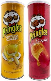 Pringles Potato Crisps, Cheddar Cheese Flavor 158 g + Original Flavor 158 g Chips