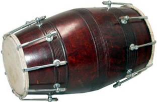 NSR RR Musical Handmade Wood Dholak Indian Folk Musical Instrument Drum Nut & Bolts Dholak 04 Nut & Bolts Dholak