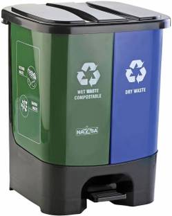 NAYASA 2 In 1 Dustbin Dry Waste and Wet Waste Step On Dustbin 33 Liter Big. Plastic Dustbin