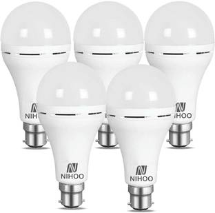 nihoo Rechargeable Emergency Inverter B22 Chargeable 4.5 Hours AC/DC Bulb Emergency Light (White) Pack 5 4.5 hrs Bulb Emergency Light