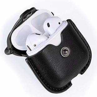 EXECLIEN Leather Press Stud Headphone Case For Apple Airpods 1st Generation, Apple Airpods 2nd Generation