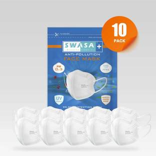 SWASA - Breathe clean air Plus PM 0.3 | N95 | FFP2 | UV STERILE |PROTECTS FROM VIRUS & BACTERIA | WHITE | Reusable