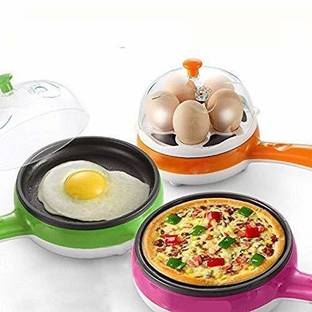 MEGATRNZASE Multi functional Electronic 2 in 1 Single Layer Egg Boiler Steamer Cooker With Handle and Capacity of 7 Eggs | Egg Boiling Non-Stick Steamer and Egg Frying Pan Machine (Multi) Egg Cooker