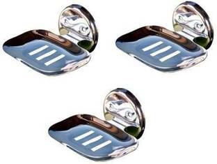 MISKU Rose Stainless Steel Soap Dish Holder (Set of 3) (Silver)