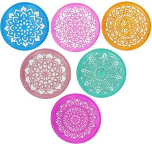 Ascension Designer Rangoli Stencils Making Kit Rangoli Stamp Flowers Assorted Multi Designs Colourful Rangoli Designs Rangoli Making Stencils (6) Rangoli Stencil