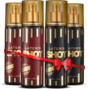 LAYER'R Shot Gold Iconic Body Spray 50 Ml X 2 & Imperial Body Spray 50 ml X 2 Combo For Men