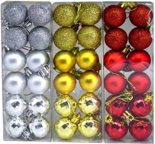 Flipkart SmartBuy Christmas Décor Ball, Christmas tree Decoration Ornaments, Christmas Party Decorative Ball (Multi Color) Balls Pack of 3