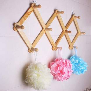 HusNain Wooden Expandable Peg Rack Cloth Hanger | Wall Decor | Hanger Sliding Home Decor Hook 10