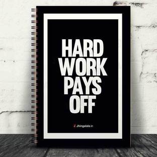 Jhingalala Wirebound Plain Notebook For Personal and Office stationery Diary with Hard Work Pays Off Printed on the Cover A5 Notebook Unruled 160 Pages