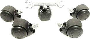 RAJCHEIF Twin Caster (Black Galaxy) Wheel for Office revolving Chair|Stool Wheel ABS Material Assurance Set-of 5 Wheels Available in {threadded, pin & Threaded with Key} (Threaded Wheel with Key) Appliance Furniture Caster