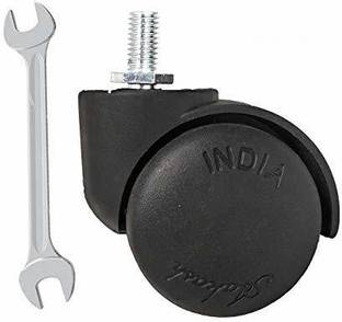 RAJCHEIF Twin Caster (India) Black Nylon Wheel for revolving Chair Base Set of-5 Piece in (Heavy Duty) Also Available in {Pin, Threaded, Threaded with Key} (Threaded with Key) Appliance Furniture Caster