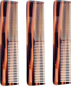 voolex HAND MADE COMB - ALL PURPOSE FINE DOUBLE TOOTH DRESSING COMB -PACK OF 3-18.5 CM X 3.5 CM