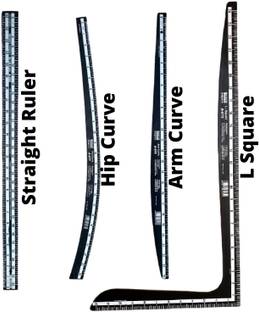 KHYATI Fashion Designing Scale- Hard Plastic Scale- Set of 4, L-Square Curve, Arm Curve, Hip Curve, Straight Ruler- set of Sewing scale / Tailoring scale Sewing Kit