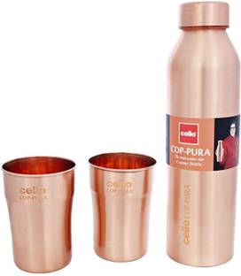 cello Moksha copper bottle, 2 glass 900ml 900 ml Bottle