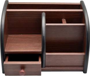 Ikshu 6 Compartments Wooden Pen Stand