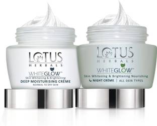 LOTUS HERBALS WhieGlow Deep Moisturising Creme 40g AND Whitening & Brightening Nourishing Night Creme 40g
