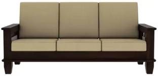 Mooncraft Furniture Solid Wood 3 Seater Wooden Sofa set for living Room Furniture Fabric 3 Seater  Sofa