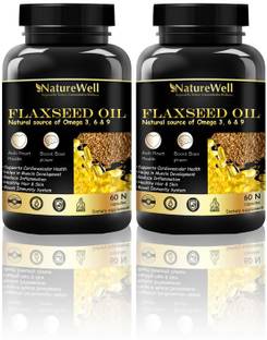 Naturewell Premium Flax Seed Oil Capsules, Omega 3-6-9 fatty acid (Pack of 2)