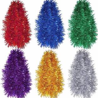 prisma collection Tinsel Garland Christmas Tree Decorations Birthday Party Supplies 5 Rolls, 1.8 Meter Each String Total 12.5 Meter Hanging Ornaments Pack of 5