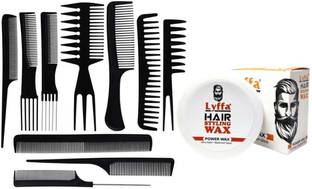 Lyffa Professional Strong Hold hair wax with Styling Hair combs Set