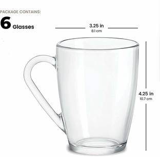 CHIKA Pack of 6 Glass COFFEE TEA mug 001