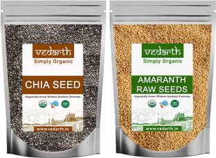 Vedarth Organic Combo of Chia Seed and Amaranth Seed (100 Gram Each Pack) Chia Seeds, Grain Amaranth Seeds