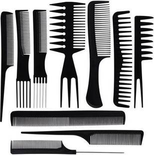 Flemmi Pro Salon Hair Cut Styling Hairdressing Barbers Combs Brush Comb Set, Black