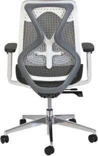 MISURAA Xenon White Mid Back Adjustable Lumbar Chair | Height Adjustable and Tilt Locking | Cast Aluminium Base with High Quality Gas Lift Nylon Office Executive Chair