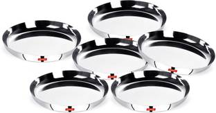 Sumeet Stainless Steel Apple Shape Heavy Gauge Dessert Plates with Mirror Finish -17.8Cm Dia - Set of 6 Pcs Half Plate