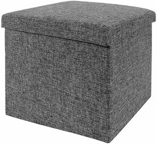 Maison & Cuisine Portable & Foldable Storage Stool for Living Room 30x30x30 (726) Grey Living & Bedroom Stool