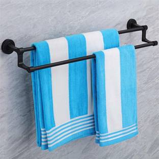 Plantex Premium Stainless Steel & Aluminum Towel Rod/Towel Rod/Towel Hanger for Bathroom/Stand/Bathroom Accessories (24 Inch) Black Towel Holder