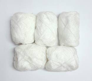 STATIONARY VILLA TOP_QUALITY_VERY_SOFT_3_PLY_KNITTING_ WOOL_WHITE (SET OF 5 )