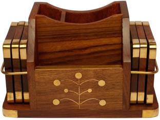 Fleurs De Rocaille Rectangle Wood Coaster Set