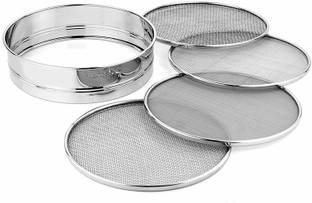PMW Sieve - 4 in 1 Stainless Steel Interchangeable Sieve Set of 5, Flour Chalni, Spices, Food Strainers, Atta Chalni, Jaali Channi Atta Maida Strainer - Set of 5 Sieve
