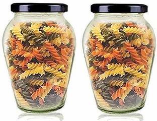 जिग्श्टियल Glass jars for kitchen storage 1kg set, Cube Jar 1000 ml, Airtight, transparent - 1000 ml Glass Cereal Dispenser 2 पीस सॉस सेट
