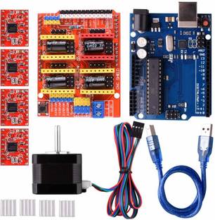 Electrobot CNC Shield Kits for 3D Printer, Nema 17 Stepper Motor, A4988 Stepper Motor Driver with Heat Sink Educational Electronic Hobby Kit
