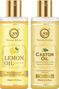 Nuerma Science Lemon Oil and Castor Oil For Anti dandruff Solution and Complete Hair Care Hair Oil