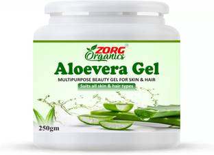 Zorg Organics Pure Natural Aloe Vera Gel (250 Gram ) - Ideal for Skin Treatment, Face, Acne Scars, Hair Treatment