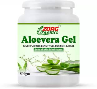 Zorg Organics Pure Natural Aloe Vera Gel (500 Gram ) - Ideal for Skin Treatment, Face, Acne Scars, Hair Treatment
