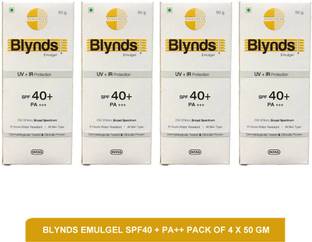 Blynds Sunscreen - SPF 50 PA+++ EMULGEL UV + IR Protection with 8 hour water resistant sunscreen(pack of 4)50g