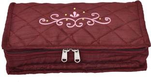 KUBER INDUSTRIES Embroidery Design Satin Jewellery Pouch Cum Makeup Kit (Maroon) Jewellery and Makeup Vanity Box