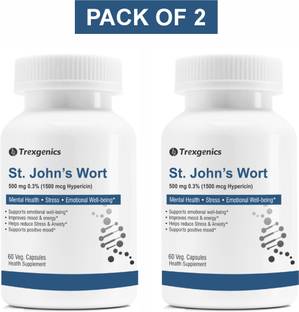Trexgenics St. JOHN’S WORT 500mg(0.3% Hypericin) Stress, Mood, Mental health (60 Vcaps)