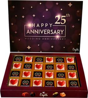 Expelite 25th wedding anniversary gift- 24 pc Tewenty Fifth Anniversary Chocolates Gift Bars