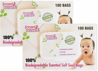Lifekrafts Smart mom Scented compostable Bags Bio-degradable and eco Friendly|Pack of 200 |Disposing Diapers, car bin, disposing Sanitary Pads, Trash Bags. Diaper Disposal Bin (Gallon) Diaper Disposal Bin