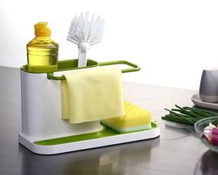 TINSUHG Cutlery Kitchen Rack Plastic in 1 Dishwasher Liquid, Brush, Cloth, Soap, Sponge Holder Box